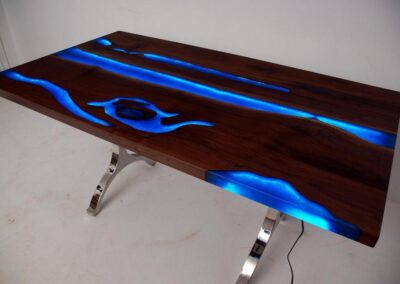 epoxy dining table with led lights custom wood furniture