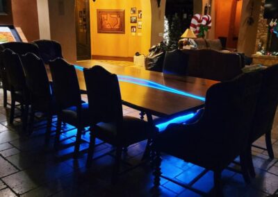 large epoxy dining table with led lights custom wood furniture