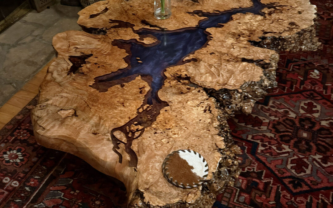 Maple Burl Coffee Table Featuring Lake Wisconsin