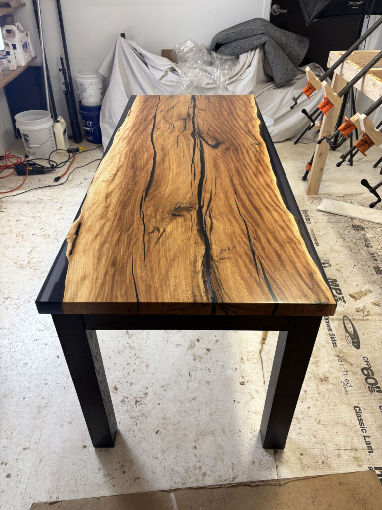 http://Sycamore%20Desk%20With%20Black%20Epoxy%20Resin%20And%20Stained%20Legs%201
