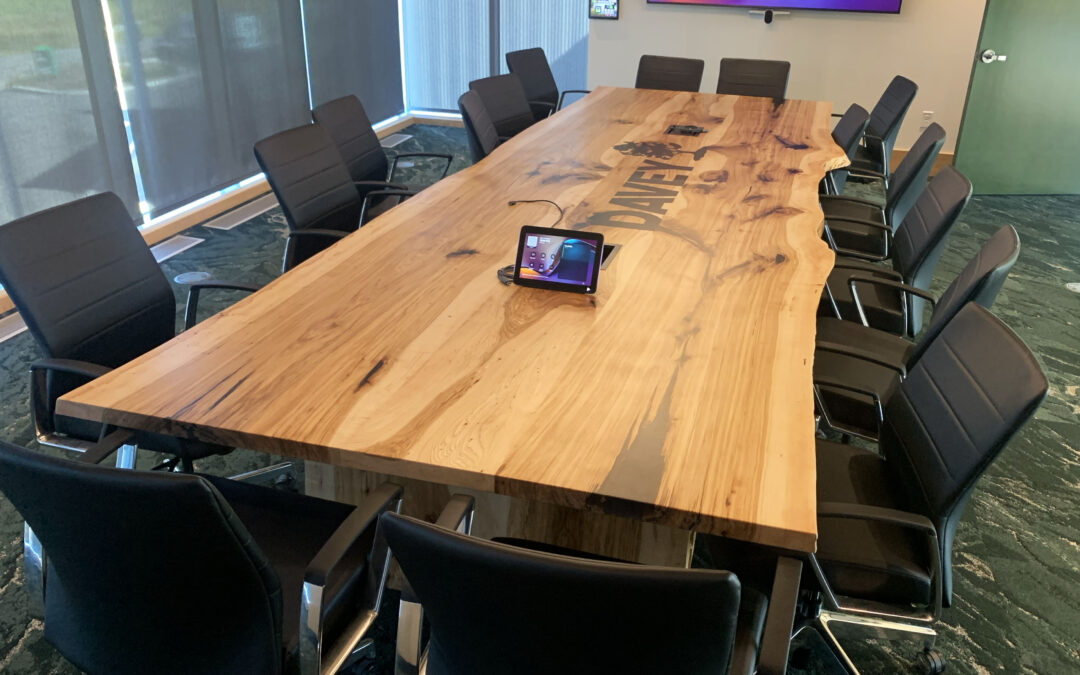 Hickory Conference Table With CNC Logo