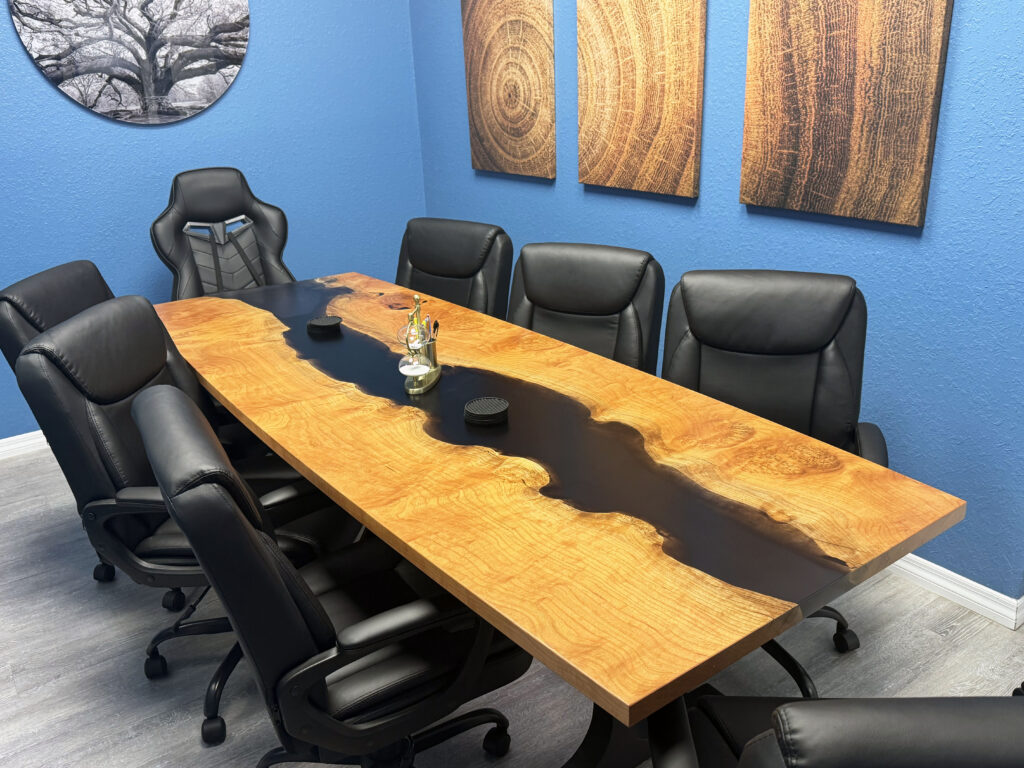 http://Cherry%20Conference%20Table%20With%20Black%20Resin%204