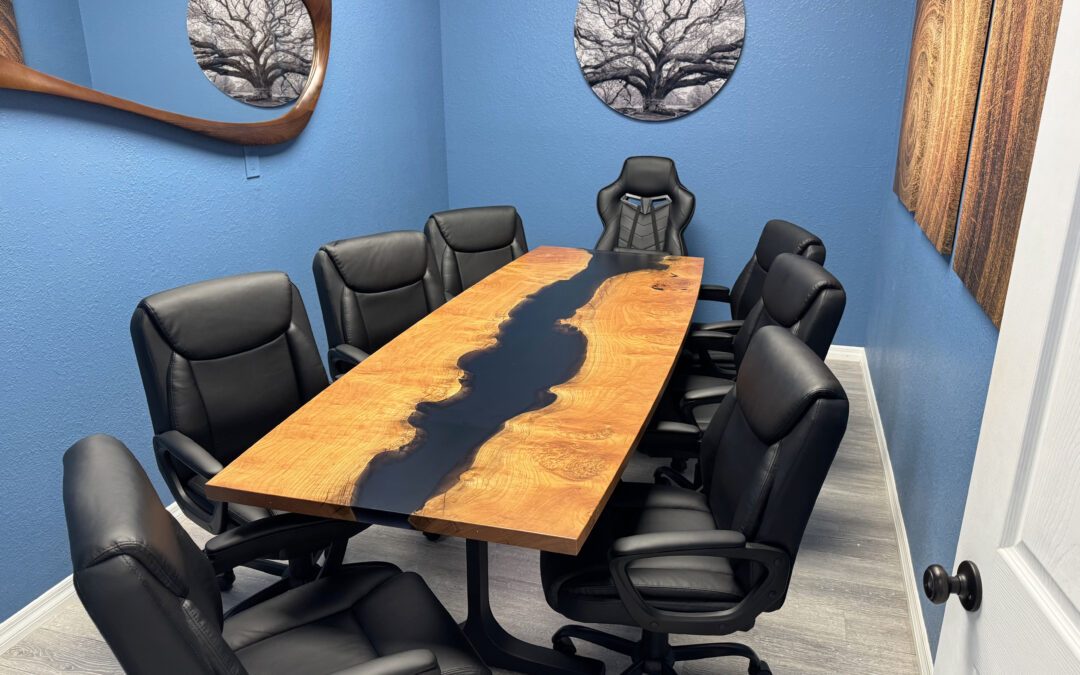 Cherry Conference Table With Black Resin