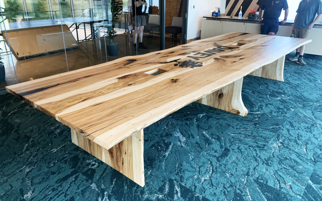 Hickory Conference Table With CNC Logo