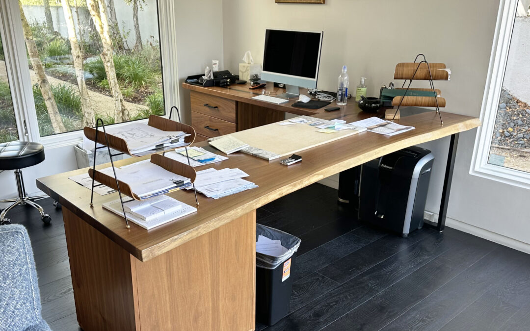 Walnut & Black Epoxy Resin L-Shaped Desk