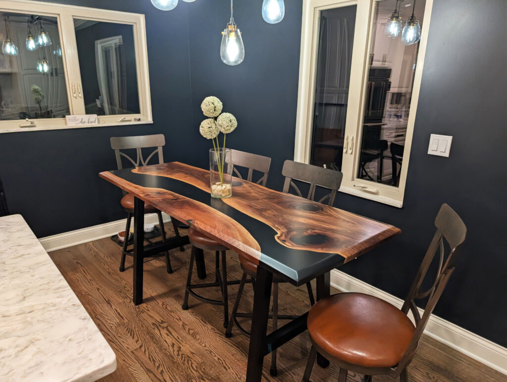 http://Walnut%20Kitchen%20Table%20With%20Black%20Resin%20And%20Beveled%20Edges%204