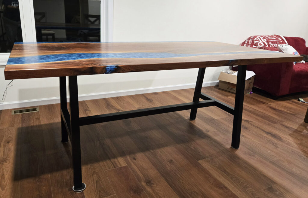 http://Walnut%20Dining%20Room%20Table%20With%20Two%20Blue%20Resin%20Rivers%202