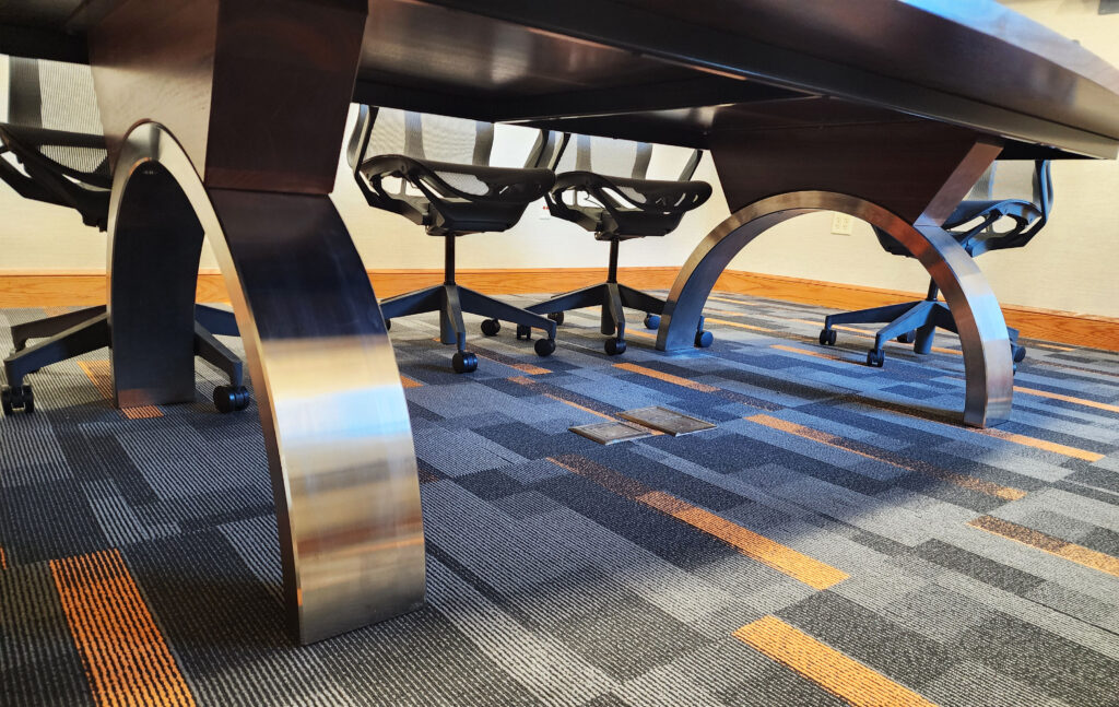 http://Walnut%20Conference%20Table%20With%20CNC%20Logo%20And%20Orange%20Resin%202