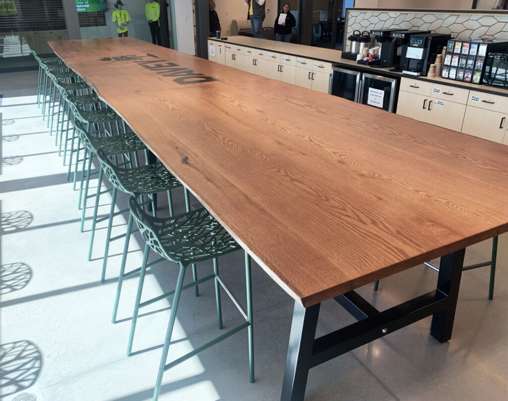 http://Massive%20Three%20Section%20Red%20Oak%20Conference%20Table%20With%20Logo%2016