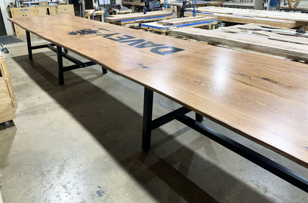 http://Massive%20Three%20Section%20Red%20Oak%20Conference%20Table%20With%20Logo%2015