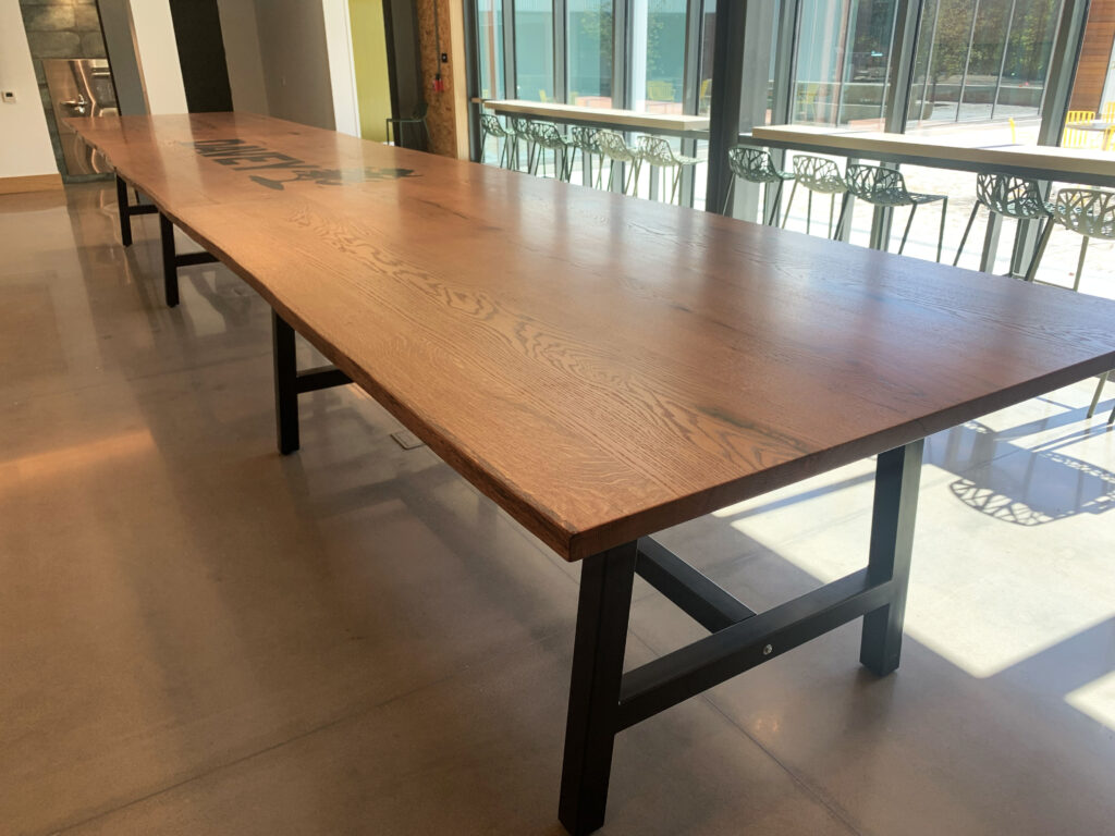 http://Massive%20Three%20Section%20Red%20Oak%20Conference%20Table%20With%20Logo%2012