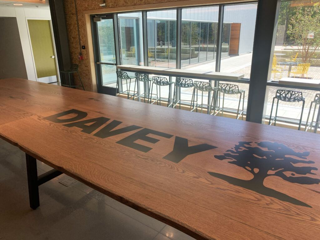 http://Massive%20Three%20Section%20Red%20Oak%20Conference%20Table%20With%20Logo%209