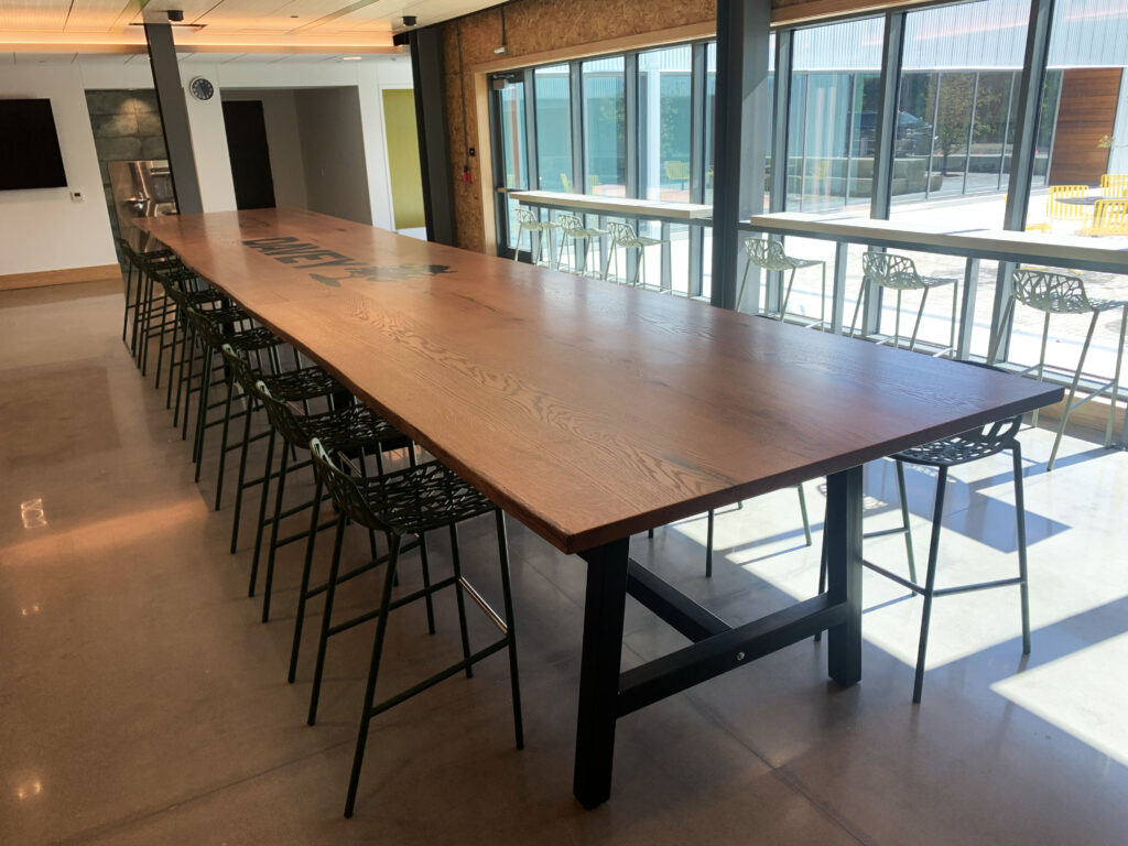 http://Massive%20Three%20Section%20Red%20Oak%20Conference%20Table%20With%20Logo%207