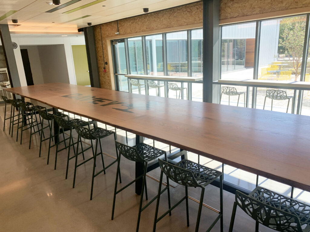 http://Massive%20Three%20Section%20Red%20Oak%20Conference%20Table%20With%20Logo%206