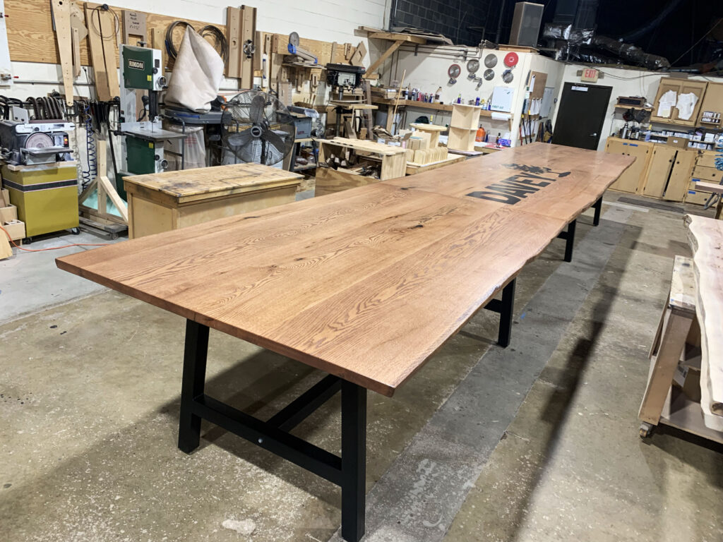 http://Massive%20Three%20Section%20Red%20Oak%20Conference%20Table%20With%20Logo%202