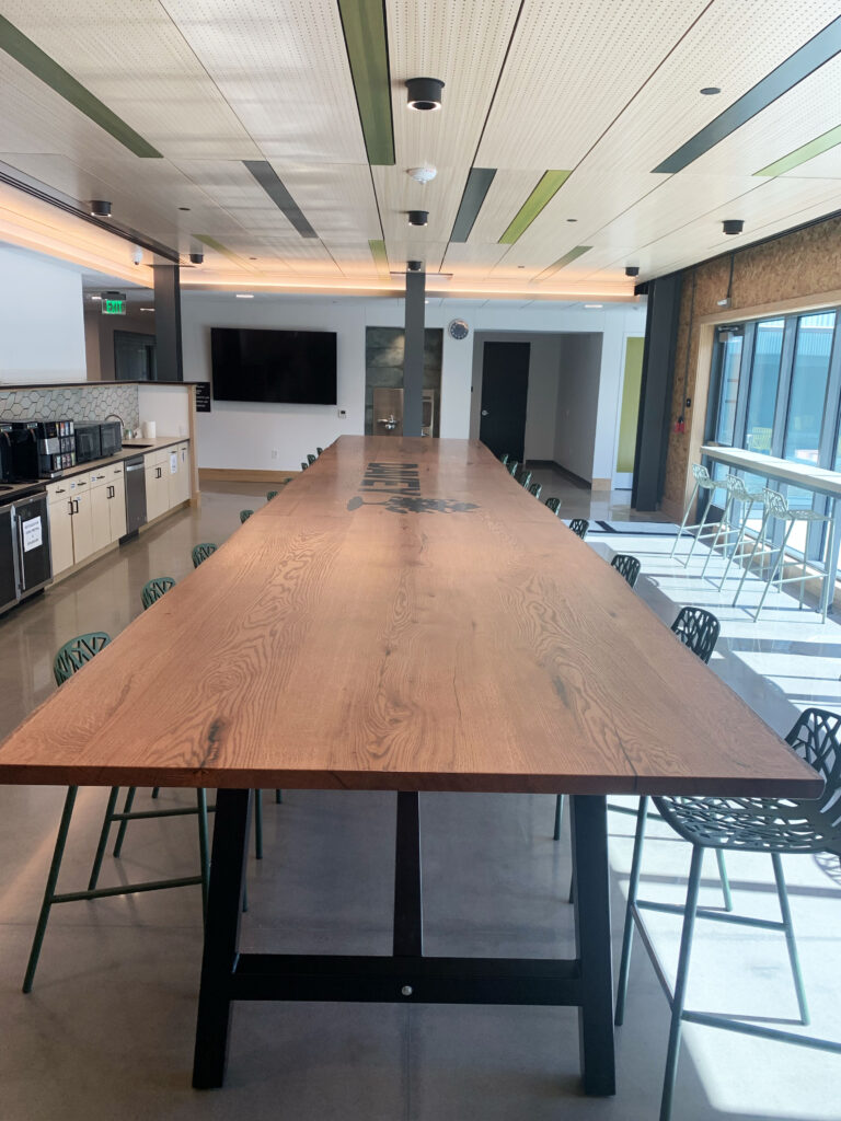 http://Massive%20Three%20Section%20Red%20Oak%20Conference%20Table%20With%20Logo%201
