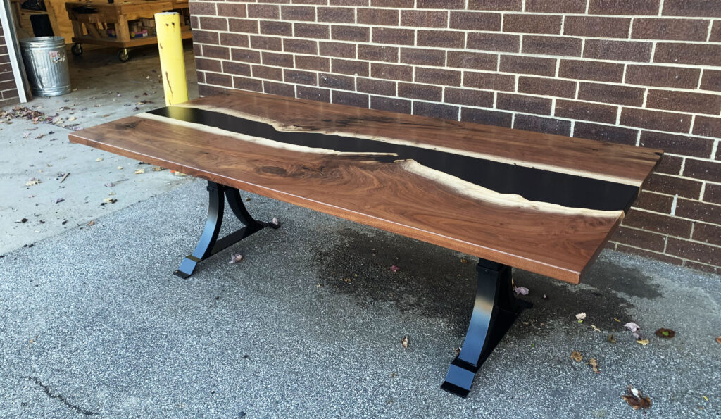 http://Walnut%20River%20Dining%20Table%20With%20Black%20Resin%201