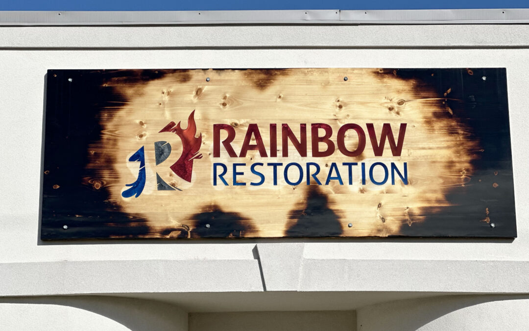 Burnt Pine Exterior Commercial Sign With Resin Logo