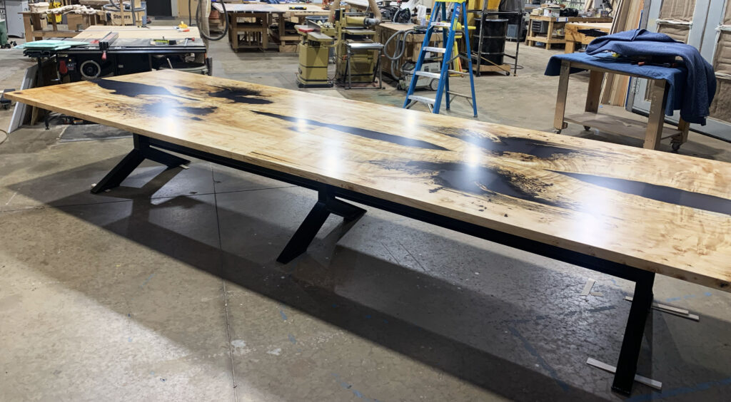 http://Spalted%20Maple%20Conference%20Table%20With%20Black%20Ink%20Style%20Resin%2011