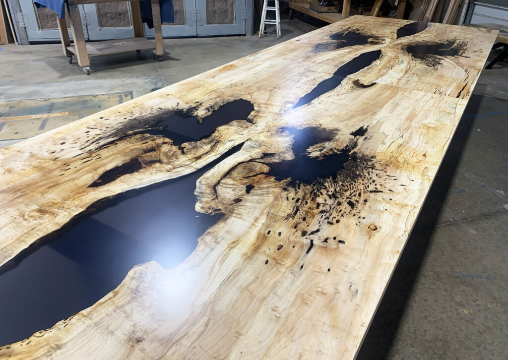 http://Spalted%20Maple%20Conference%20Table%20With%20Black%20Ink%20Style%20Resin%2010