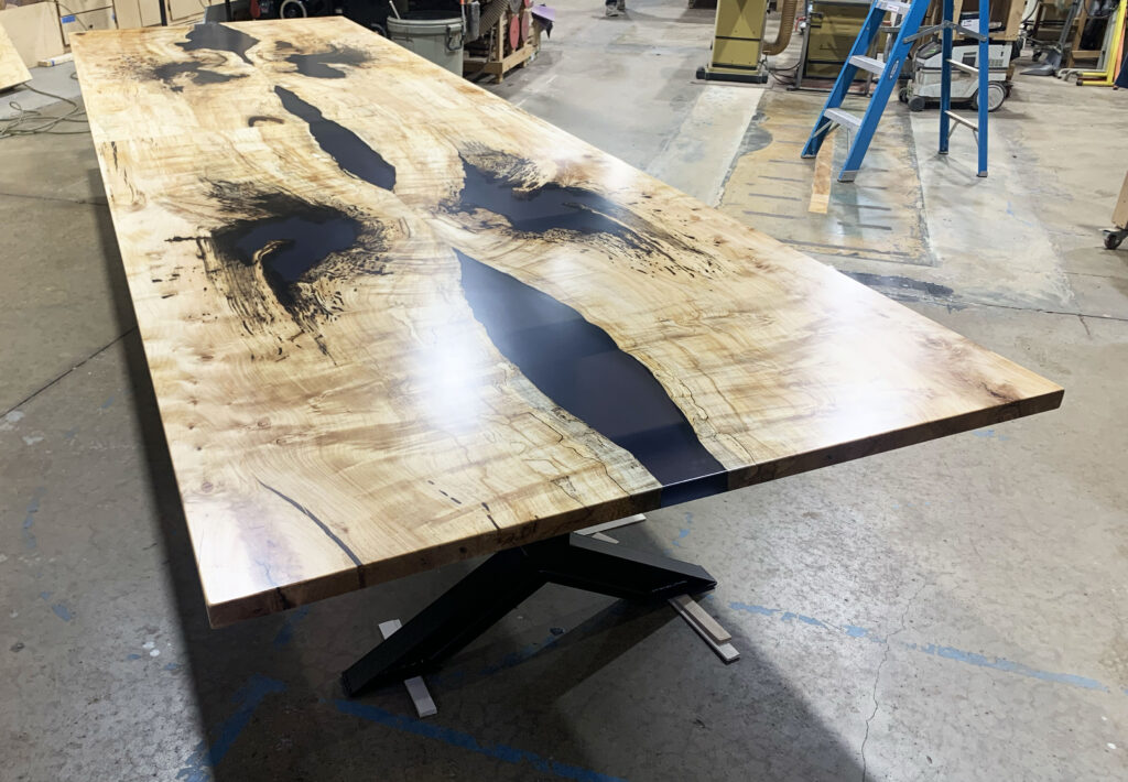 http://Spalted%20Maple%20Conference%20Table%20With%20Black%20Ink%20Style%20Resin%209