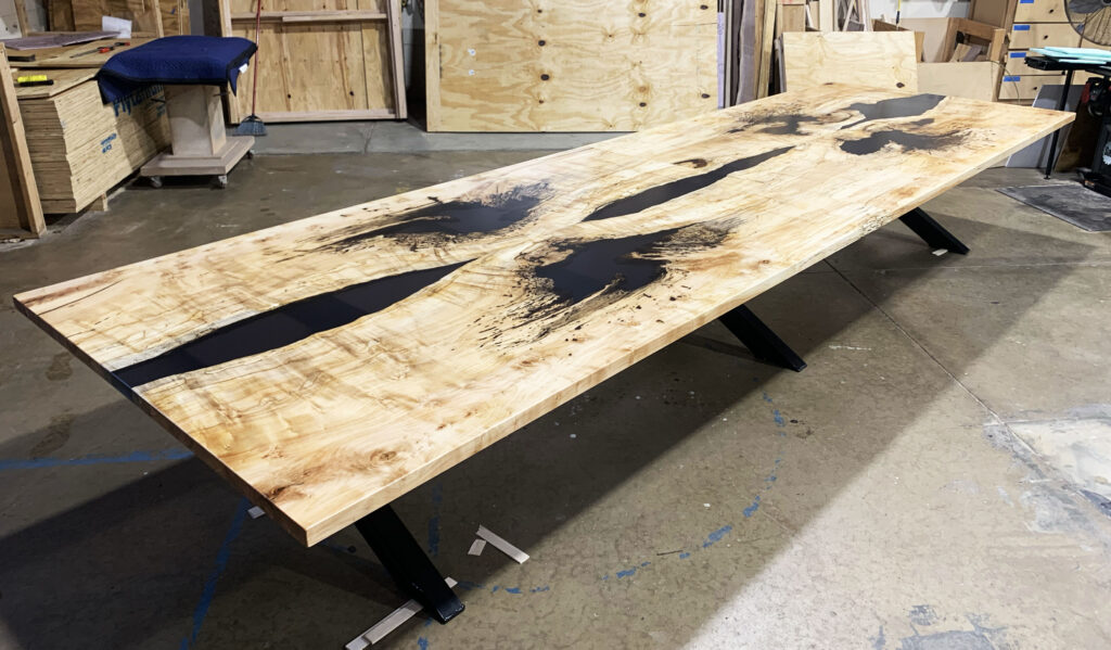 http://Spalted%20Maple%20Conference%20Table%20With%20Black%20Ink%20Style%20Resin%207