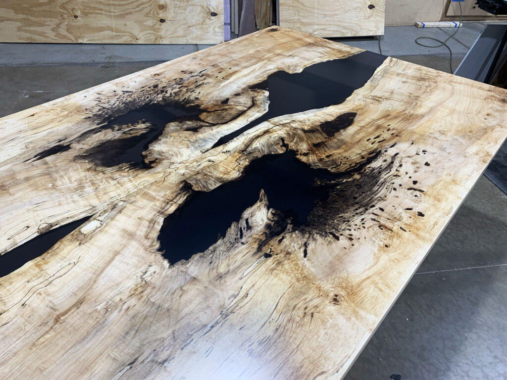 http://Spalted%20Maple%20Conference%20Table%20With%20Black%20Ink%20Style%20Resin%206