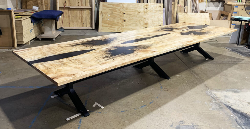 http://Spalted%20Maple%20Conference%20Table%20With%20Black%20Ink%20Style%20Resin%204