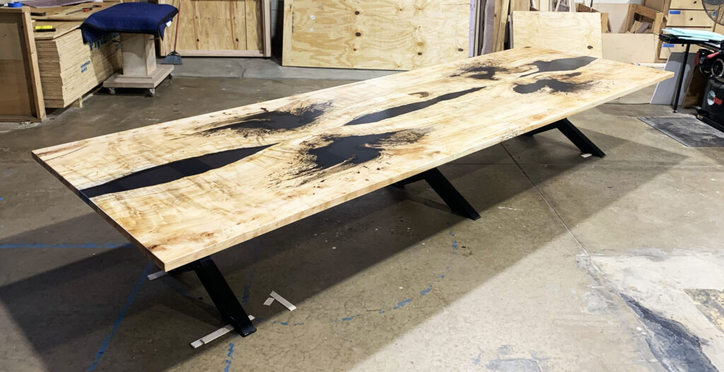 http://Spalted%20Maple%20Conference%20Table%20With%20Black%20Ink%20Style%20Resin%201